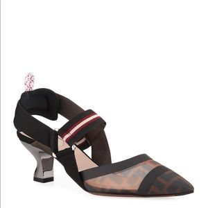 Fendi Colibri Runway Mesh FF Slingback Pumps